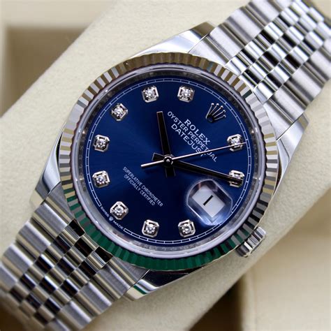 rolex datejust ss 36mm blue|Rolex Datejust 36 diamond bezel.